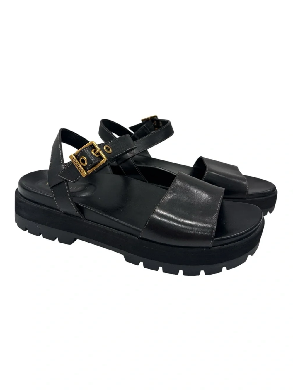 Vionic Women's Onyx Jamie Toe Adusjtable Strap Sandal  Lug-Sole Platform sz 7.5